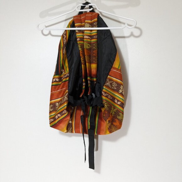 *3/$10* Woven Striped Bahamas Backpack Orange Yellow Green - Picture 3 of 3